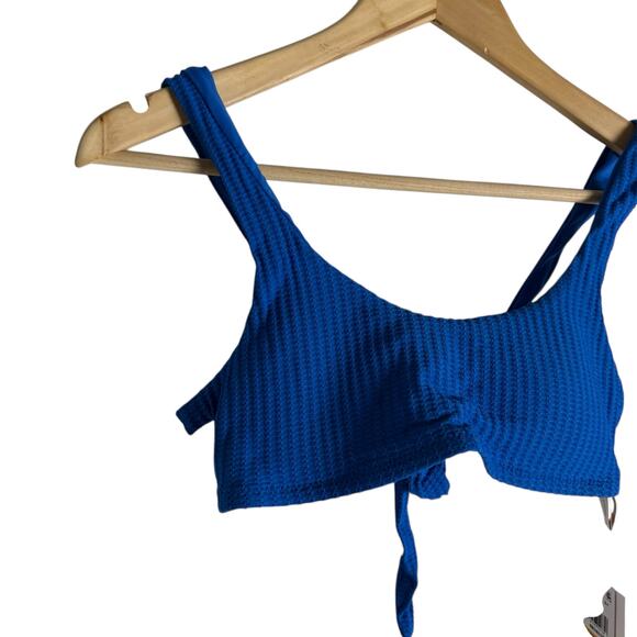 Becca Jocelyn Blue Ribbed O-Ring Two Piece Bikini Swimsuit Set Size Small - Picture 5 of 15